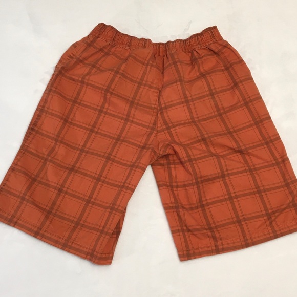 VINTAGE-CARGO SUPPLIES- Shorts orange plaid~YOUTH size XL - Picture 3 of 6